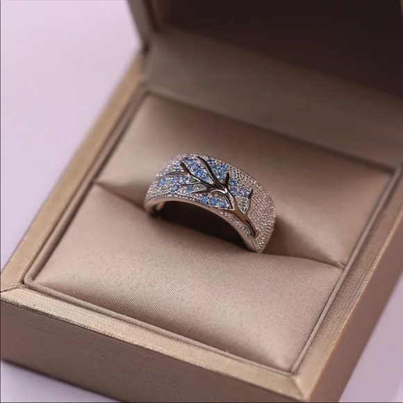 New 925 Silver Tree Branch Crystal zircon Ring - Picture 5 of 5
